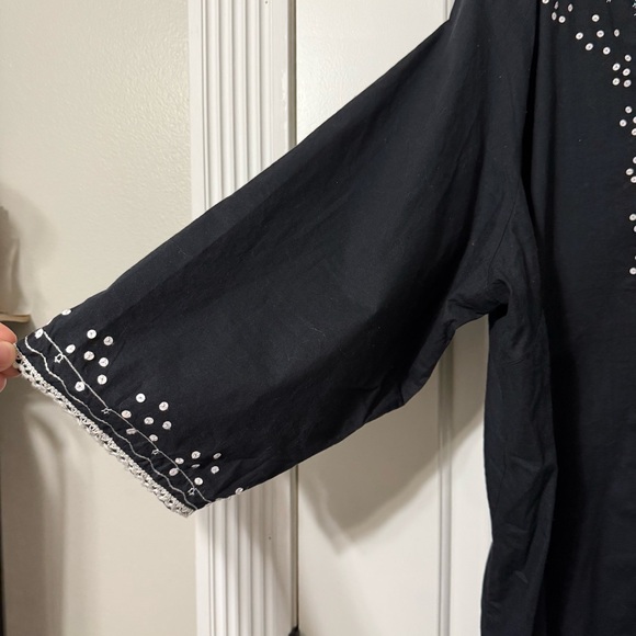 Woman Within 3/4 Sleeve Black Tunic Blouse Women’s Size 3X Plus Size Sequins - Picture 4 of 5